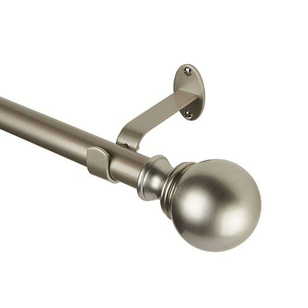 Elrene Cordelia 86-120" Adjustable Window Curtain Rod Ball Finial Brushed Nickel